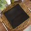10-Pack Plastic 10" Square Dinner Plates in Black Concave Style with Gold Rim - Modern Disposable Party Plates