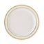 10-Pack Plastic Dessert Plates Ivory with TrÃ¨s Chic Gold Rim - Disposable Plates for Parties 8"