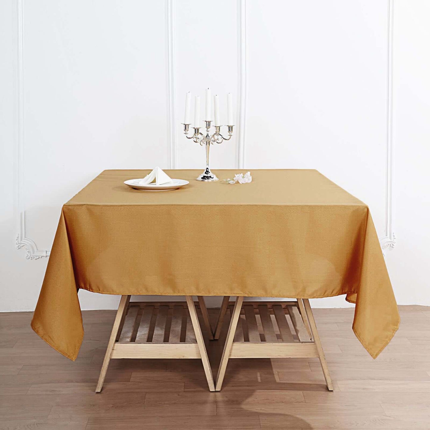 Polyester Square 70"x70" Tablecloth Gold - Wrinkle-Resistant & Durable Table Cover