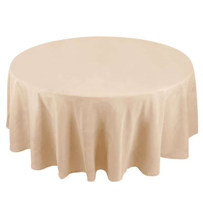 Premium Polyester 108" Round Tablecloth Beige - Wrinkle-Resistant 220GSM Table Cover