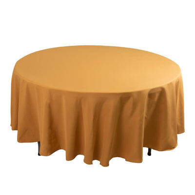 Premium Polyester 108’’ Round Tablecloth Gold - Wrinkle-Resistant 220GSM Table Cover for Weddings & Events - Tablecloths