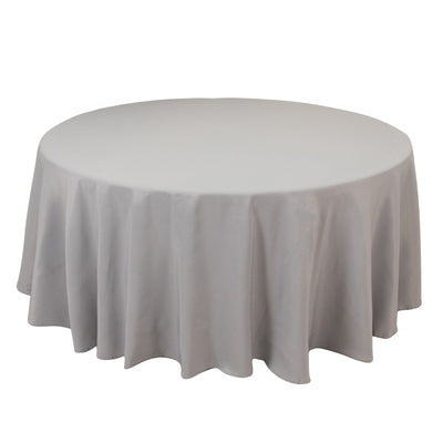 Premium Polyester 108’’ Round Tablecloth Silver - Wrinkle-Resistant 220GSM Table Cover - Tablecloths
