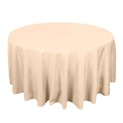 Premium Polyester 120" Round Tablecloth Beige - Seamless 220GSM Wrinkle-Resistant Table Cover