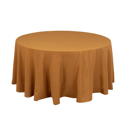 Premium Polyester 120’’ Round Tablecloth Gold - Seamless 220GSM Wrinkle-Resistant Design for Classy Events - Tablecloths