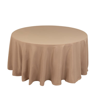 Premium Polyester 120’’ Round Tablecloth Nude - Seamless 220GSM Wrinkle-Resistant Table Cover - Tablecloths