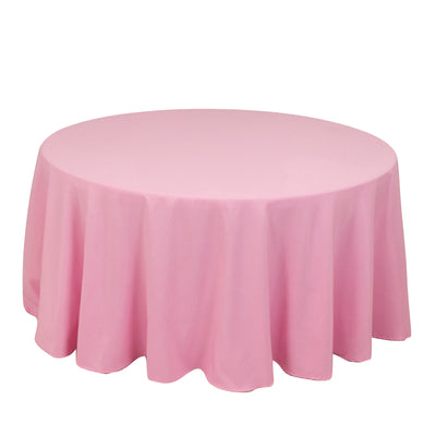 Premium Polyester 120’’ Round Tablecloth Pink - Seamless 220GSM Wrinkle-Resistant Table Cover - Tablecloths