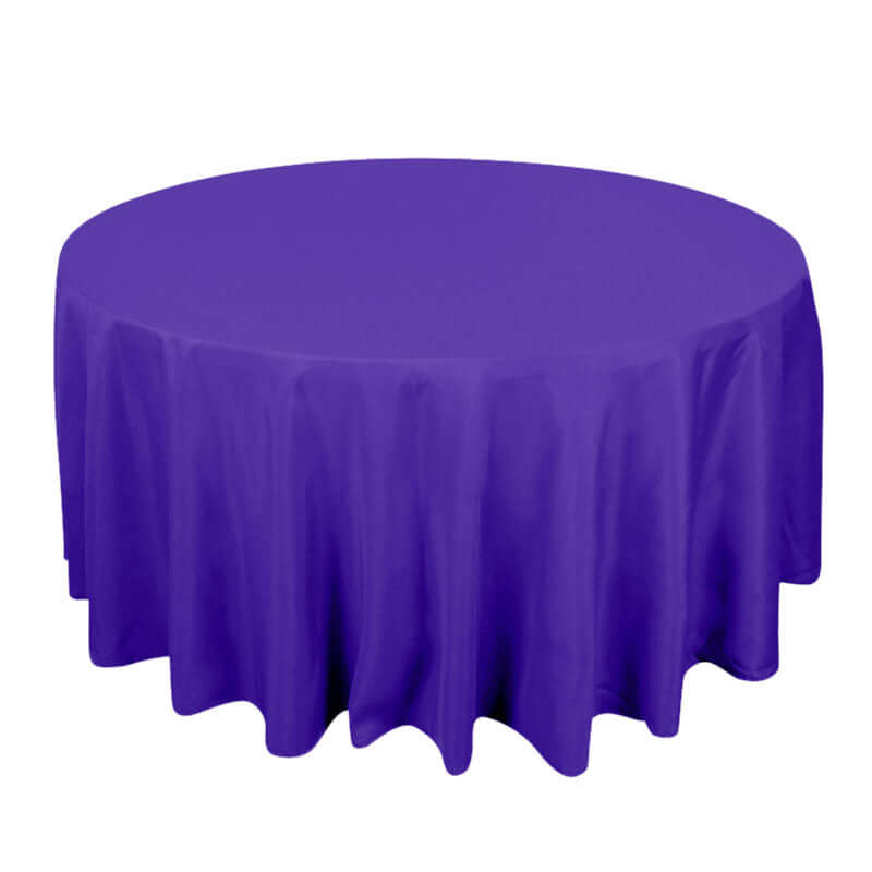 Premium Polyester 120" Round Tablecloth Purple - Seamless 220GSM Wrinkle-Resistant Table Cover