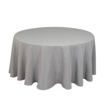 Premium Polyester 120’’ Round Tablecloth Silver - Seamless 220GSM Wrinkle-Resistant Table Cover - Tablecloths