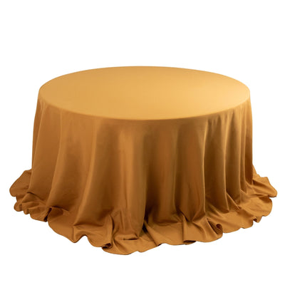 Premium Polyester 132’’ Round Tablecloth Gold - Seamless 220GSM Wrinkle-Resistant Design for Upscale Occasions