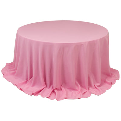 Premium Polyester 132’’ Round Tablecloth Pink - Seamless 220GSM Wrinkle-Resistant Table Cover - Tablecloths