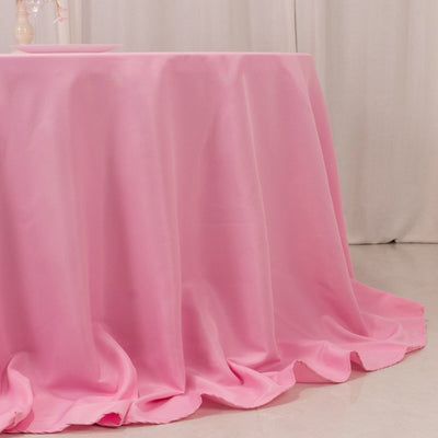 Premium Polyester 132’’ Round Tablecloth Pink - Seamless 220GSM Wrinkle-Resistant Table Cover - Tablecloths