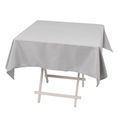 Premium Polyester 54’’x54’’ Square Tablecloth Silver - Stain and Wrinkle-Resistant 220GSM Table Cover - Tablecloths