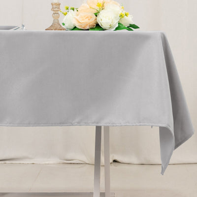 Premium Polyester 54’’x54’’ Square Tablecloth Silver - Stain and Wrinkle-Resistant 220GSM Table Cover - Tablecloths