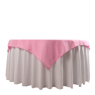 Premium Polyester 54’’x54’’ Table Overlay Square Tablecloth Pink - Stain and Wrinkle-Resistant 220GSM Table Topper