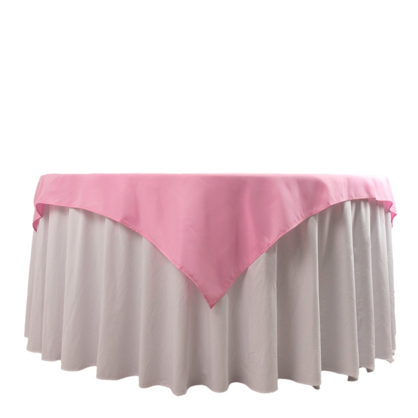 Premium Polyester 54"x54" Table Overlay Square Tablecloth Pink - Stain and Wrinkle-Resistant 220GSM Table Topper