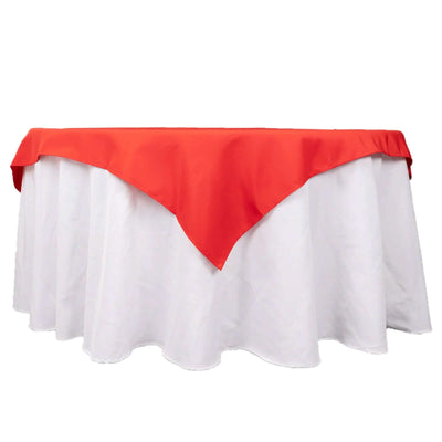 Premium Polyester 54"x54" Table Overlay Square Tablecloth Red - Stain and Wrinkle-Resistant 220GSM Table Topper