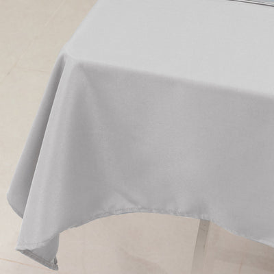 Premium Polyester 54’’x54’’ Table Overlay Square Tablecloth Silver - Stain and Wrinkle-Resistant 220GSM Table Topper