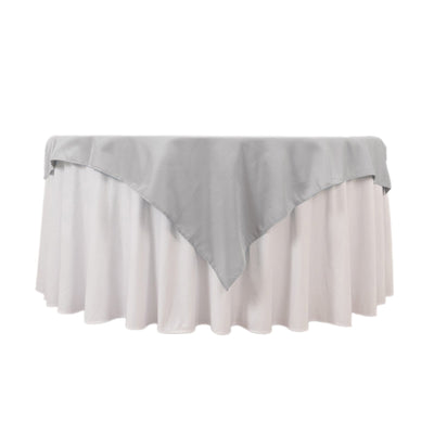 Premium Polyester 54’’x54’’ Table Overlay Square Tablecloth Silver - Stain and Wrinkle-Resistant 220GSM Table Topper