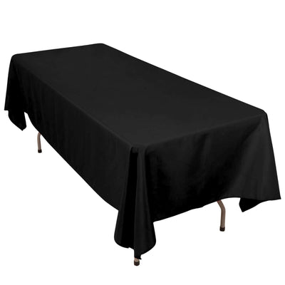 Premium Polyester 60"x102" Rectangle Tablecloth Black - Durable 220GSM Wrinkle-Resistant Table Cover for Weddings & Events