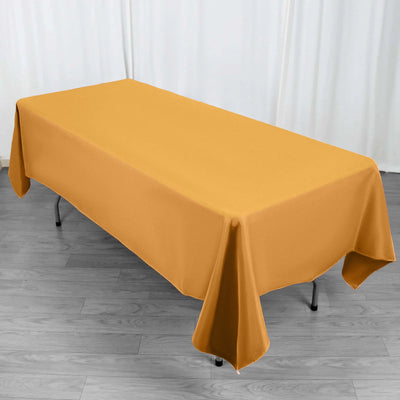 Premium Polyester 60’’x102’’ Rectangle Tablecloth Gold - Durable 220GSM Wrinkle-Resistant Table Cover - Tablecloths