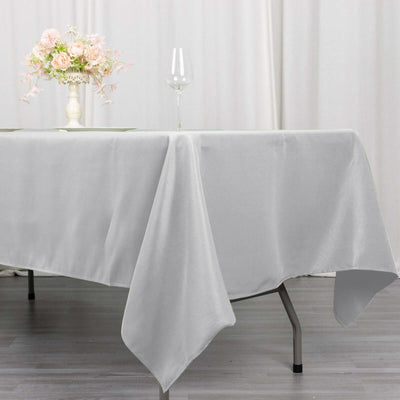 Premium Polyester 60’’x102’’ Rectangle Tablecloth Silver - Durable 220GSM Wrinkle-Resistant Table Cover - Tablecloths