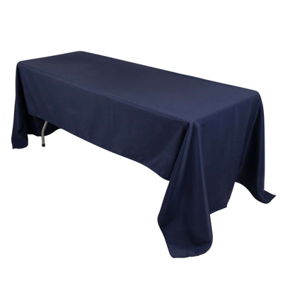 Premium Polyester 60’’x126’’ Rectangle Tablecloth Navy Blue - Stain-Resistant 220GSM Finish Table Cover - Tablecloths