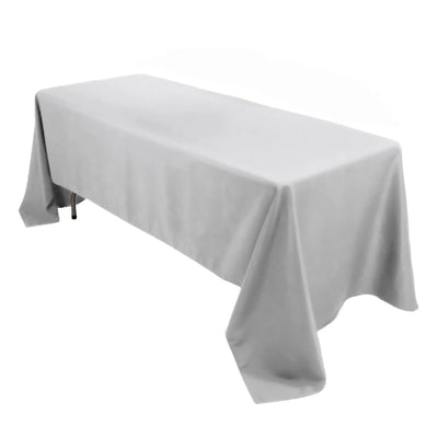 Premium Polyester 60’’x126’’ Rectangle Tablecloth Silver - Stain-Resistant 220GSM Finish Table Cover - Tablecloths
