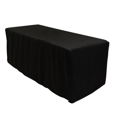 Premium Polyester 6ft Rectangle Tablecloth Black Durable Fitted 220GSM Table Cover - Tablecloths