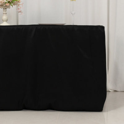 Premium Polyester 6ft Rectangle Tablecloth Black Durable Fitted 220GSM Table Cover - Tablecloths