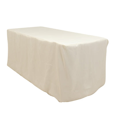 Premium Polyester 6ft Rectangle Tablecloth Ivory Durable Fitted 220GSM Table Cover - Tablecloths
