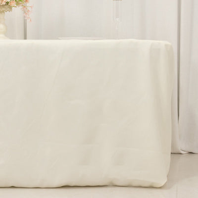 Premium Polyester 6ft Rectangle Tablecloth Ivory Durable Fitted 220GSM Table Cover - Tablecloths