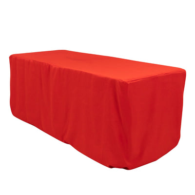 Premium Polyester 6ft Rectangle Tablecloth Red Durable Fitted 220GSM Table Cover - Tablecloths