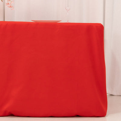 Premium Polyester 6ft Rectangle Tablecloth Red Durable Fitted 220GSM Table Cover - Tablecloths