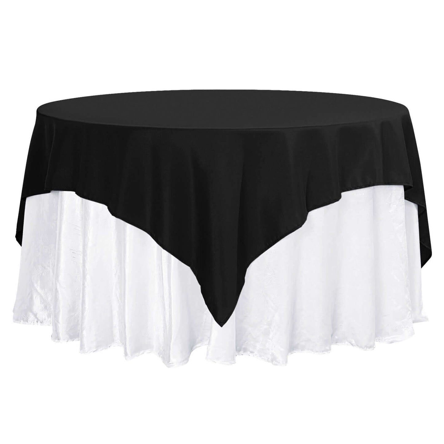 Premium Polyester 70"x70" Table Overlay Square Tablecloth Black 220GSM Wrinkle-Resistant Table Cover