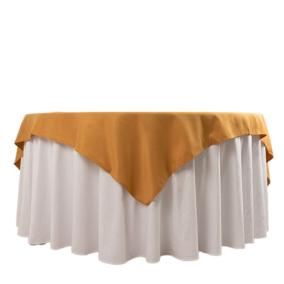 Premium Polyester 70’’x70’’ Table Overlay Square Tablecloth Gold 220GSM Wrinkle-Resistant Table Cover for Stylish