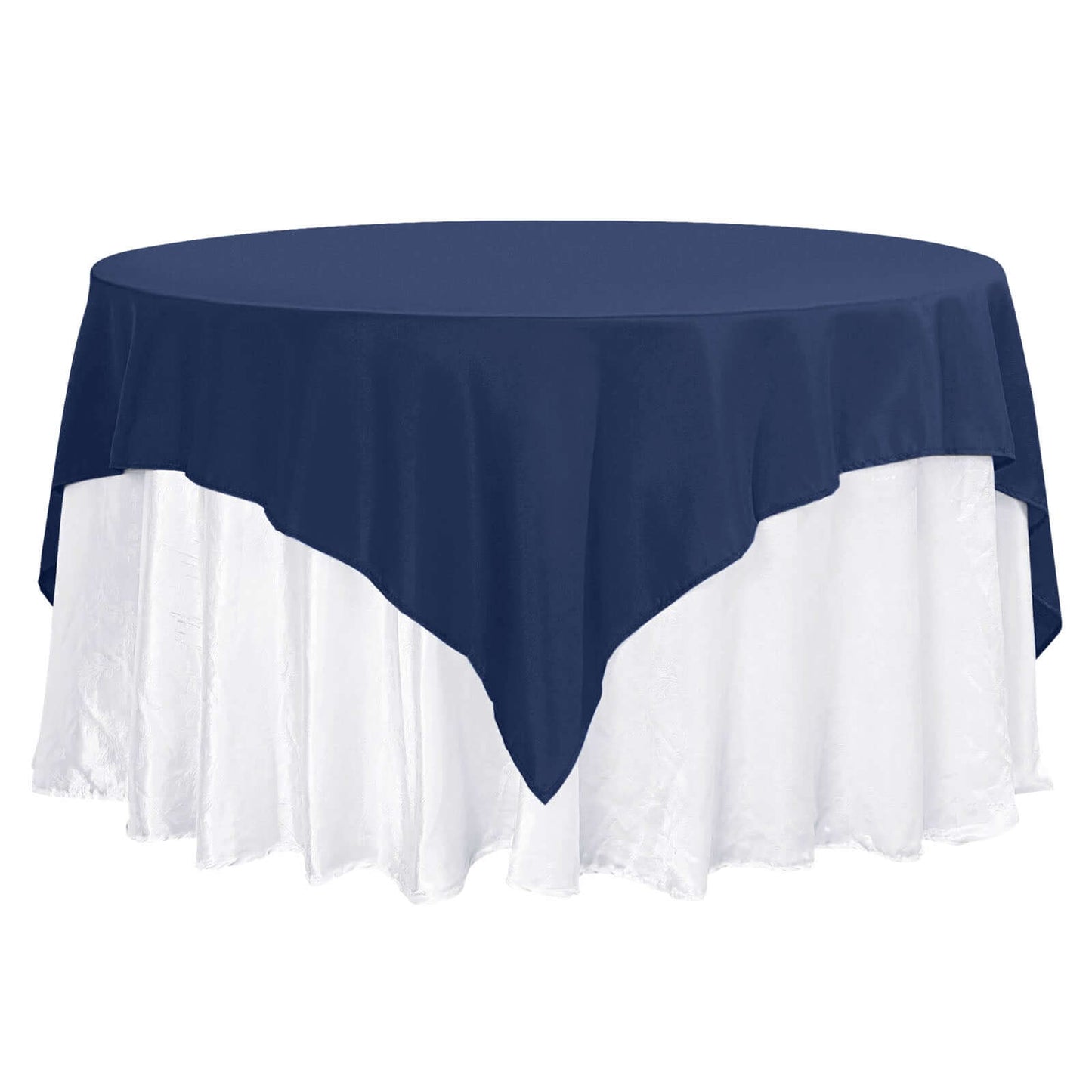 Premium Polyester 70"x70" Table Overlay Square Tablecloth Navy Blue 220GSM Wrinkle-Resistant Table Cover