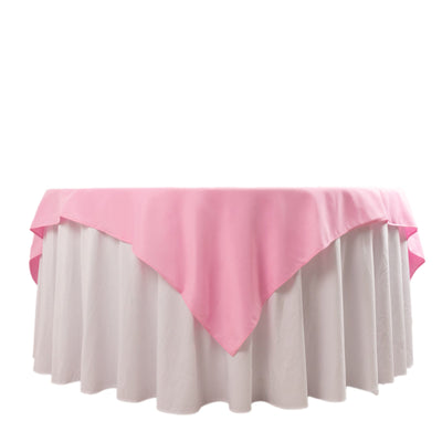 Premium Polyester 70’’x70’’ Table Overlay Square Tablecloth Pink 220GSM Wrinkle-Resistant Table Cover - Overlays