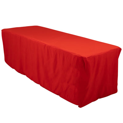 Premium Polyester 8ft Rectangle Tablecloth Red Durable Fitted 220GSM Table Cover - Tablecloths