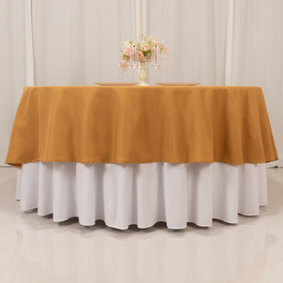 Premium Polyester 90’’ Round Tablecloth Gold - Stain and Wrinkle-Resistant 220GSM Table Cover for Weddings & Event