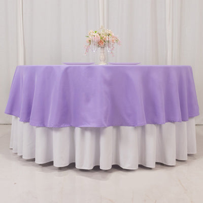 Premium Polyester 90’’ Round Tablecloth Lavender Lilac - Stain and Wrinkle-Resistant Design with 220GSM Thickness Table