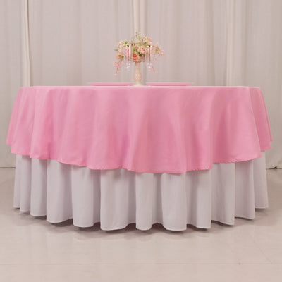 Premium Polyester 90’’ Round Tablecloth Pink - Stain and Wrinkle-Resistant Design with 220GSM Thickness Table Cover