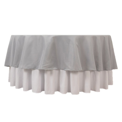 Premium Polyester 90’’ Round Tablecloth Silver - Stain and Wrinkle-Resistant Design with 220GSM Thickness Table Cover