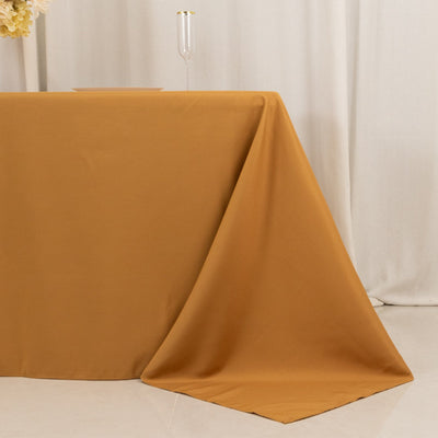 Premium Polyester 90’’x132’’ Rectangle Tablecloth Gold - Seamless 220GSM Stain-Resistant Design for Luxurious Events