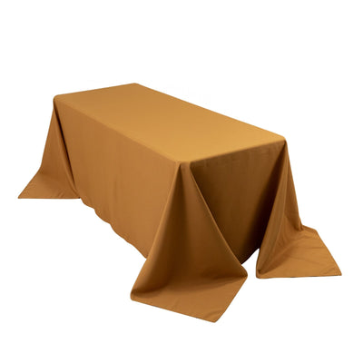Premium Polyester 90’’x132’’ Rectangle Tablecloth Gold - Seamless 220GSM Stain-Resistant Design for Luxurious Events