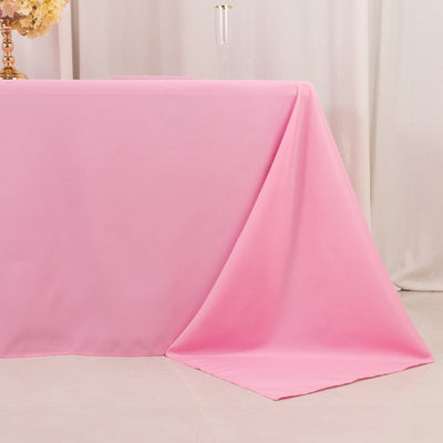 Premium Polyester 90’’x132’’ Rectangle Tablecloth Pink - Seamless 220GSM Stain-Resistant Table Cover - Tablecloths