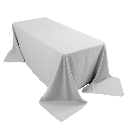Premium Polyester 90’’x132’’ Rectangle Tablecloth Silver - Seamless 220GSM Stain-Resistant Table Cover - Tablecloths