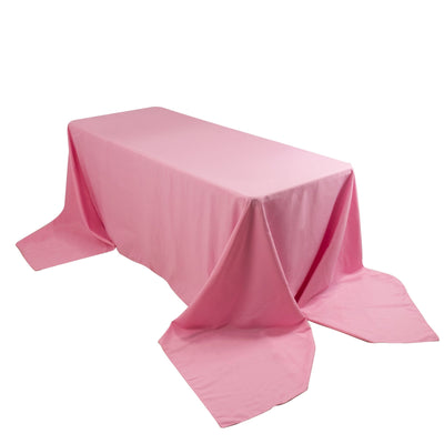 Premium Polyester 90’’x156’’ Rectangle Tablecloth Pink - Seamless 220GSM Stain-Resistant Table Cover - Tablecloths