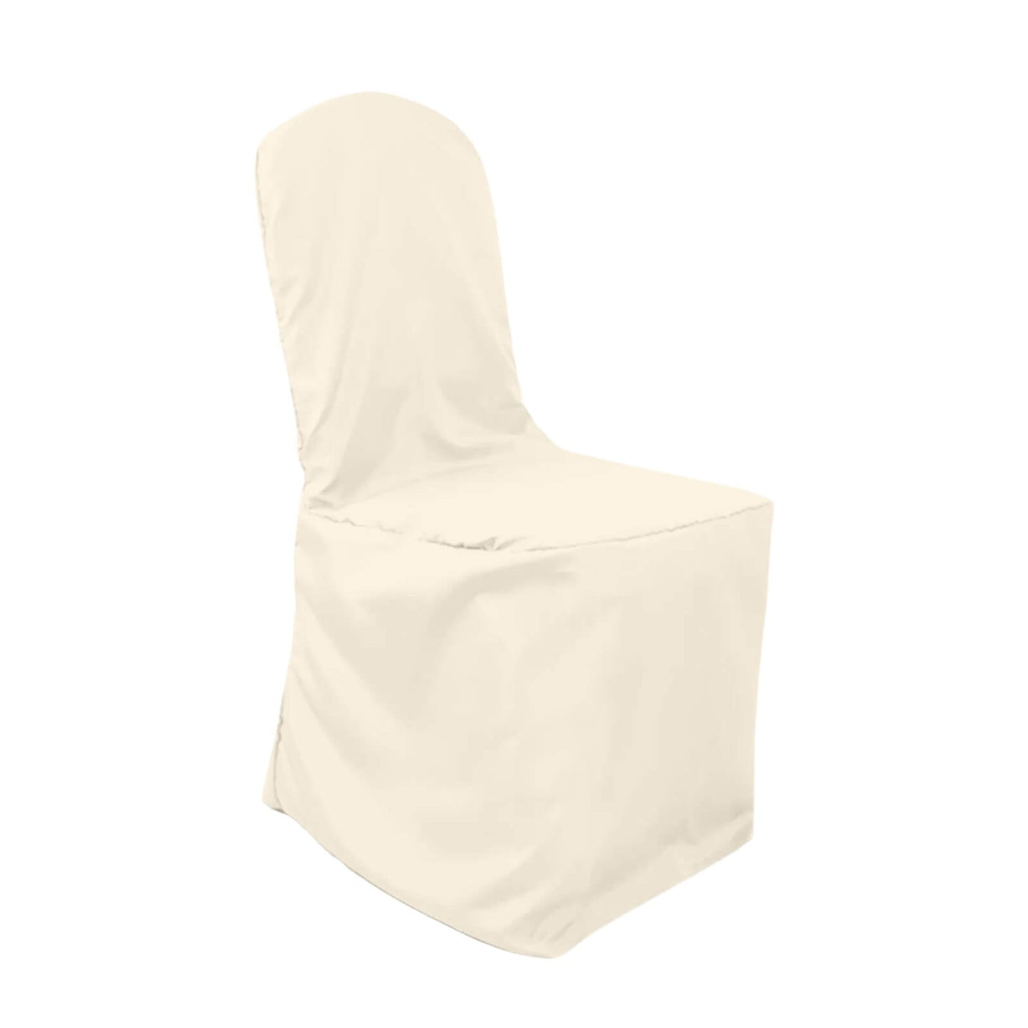 10 Pack Polyester Chair Cover for Banquet Chairs Beige - Stain-Resistant Reusable Slip-On Slipcover