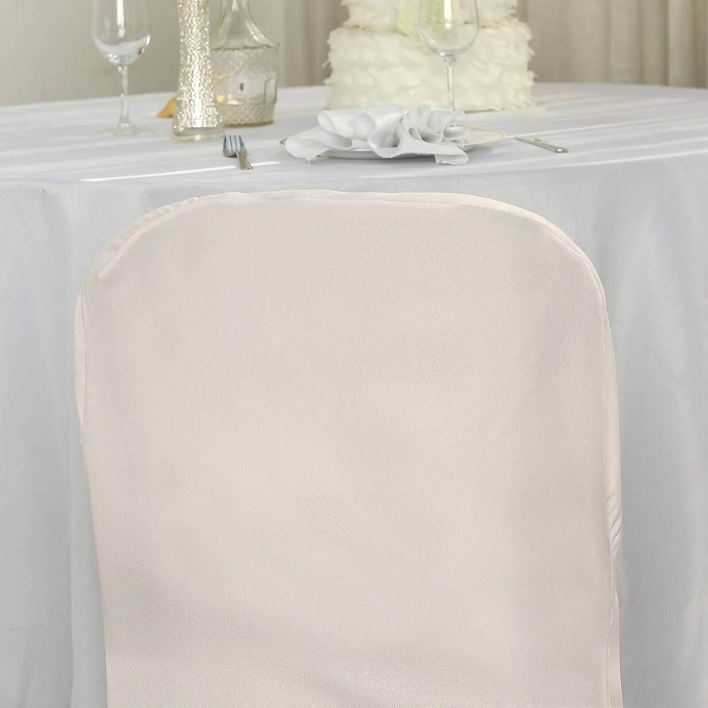 10 Pack Polyester Chair Covers for Folding Chairs Blush - Wrinkle-Free Stain-Resistant Slip-On Slipcovers
