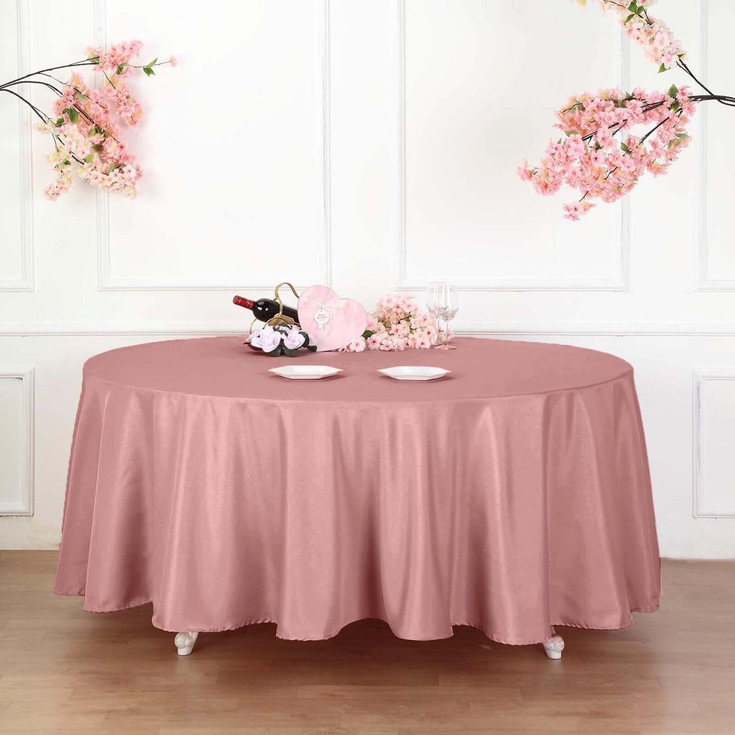 Polyester 108" Round Tablecloth Dusty Rose - Wrinkle-Resistant Table Cover